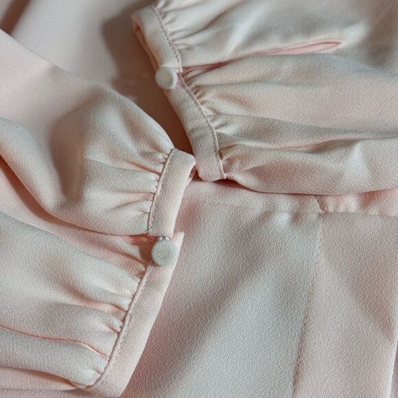 J. Crew Top Womens size 6 T Drapey Crepe Pink Faux Wrap Blouse V Neck Preppy - Picture 12 of 14